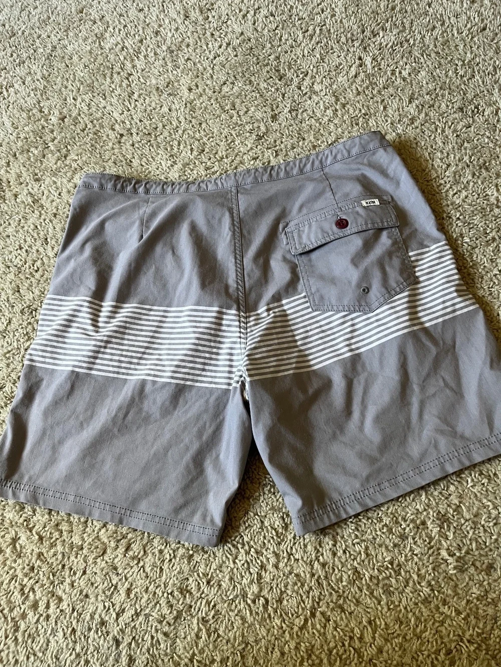 Katin Men’s Gray and White Striped Board Shorts Size 36